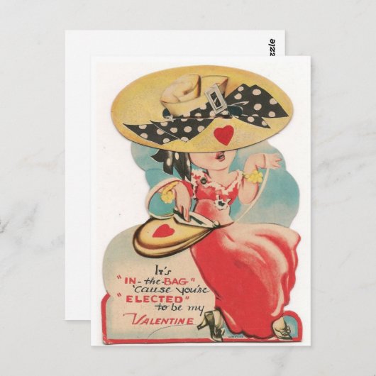 Valentijn Lady met groot Pet Briefkaart (Voorkant / Achterkant)
