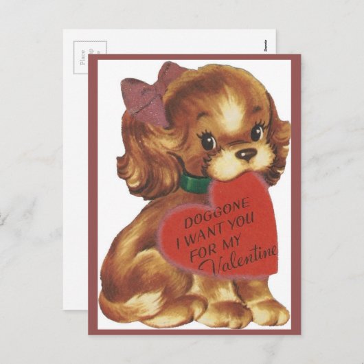  Valentijn Lady Puppy Feestdagenkaart (Voorkant / Achterkant)