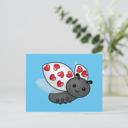 Valentijn Ladybug Briefkaart (Staand voorkant)