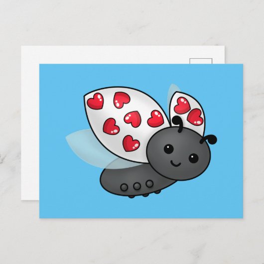 Valentijn Ladybug Briefkaart (Voorkant / Achterkant)