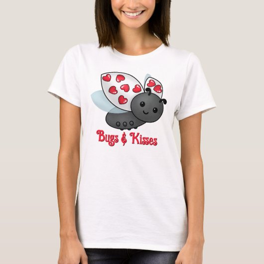 Valentijn Ladybug Bugs & Kisses T-shirt (Voorkant)