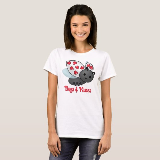 Valentijn Ladybug Bugs & Kisses T-shirt (Voorkant volledig)
