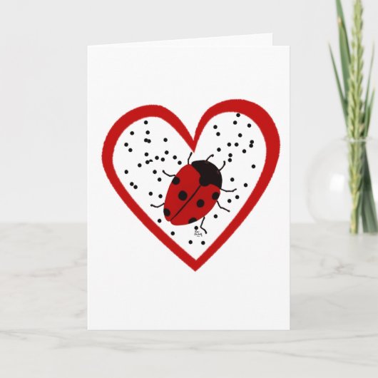 Valentijn Ladybug Feestdagen Kaart (Voorkant)