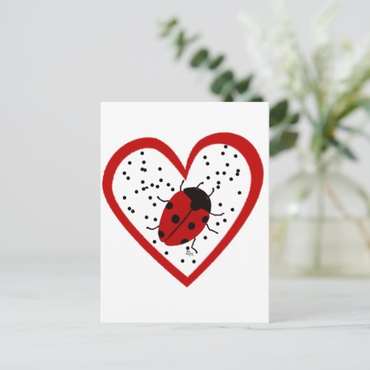 Valentijn Ladybug Feestdagenkaart (Staand voorkant)