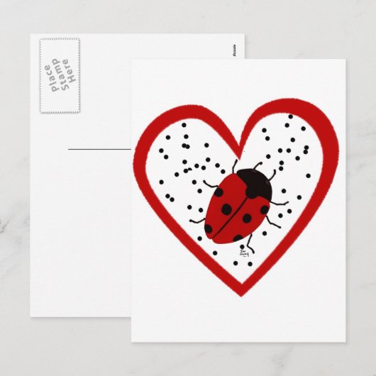 Valentijn Ladybug Feestdagenkaart (Voorkant / Achterkant)