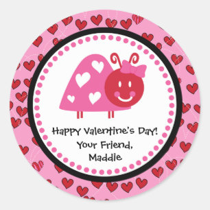 Valentijn Ladybug Party Favor Ronde Sticker