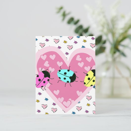 VALENTIJN LADYBUGS FEESTDAGENKAART (Staand voorkant)