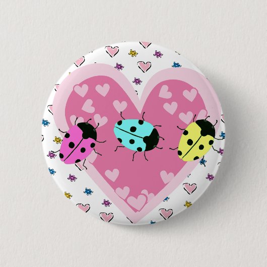 VALENTIJN LADYBUGS RONDE BUTTON 5,7 CM (Voorkant)
