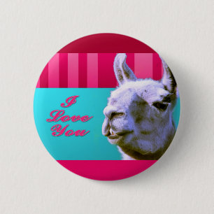 Valentijn lama Ik hou van dat je mijn roze rood be Ronde Button 5,7 Cm