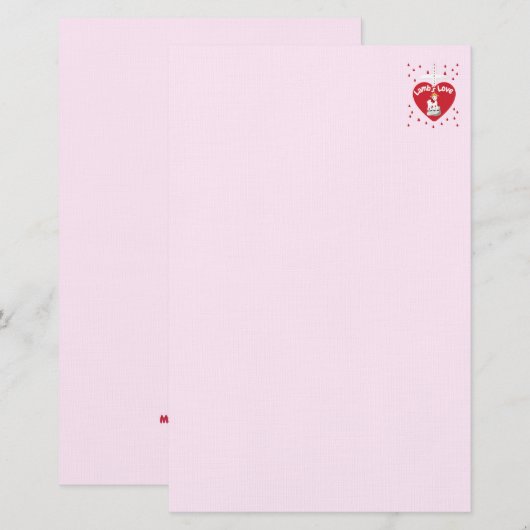 Valentijn Lamb's Love Stationery Briefpapier (Voorkant / Achterkant)