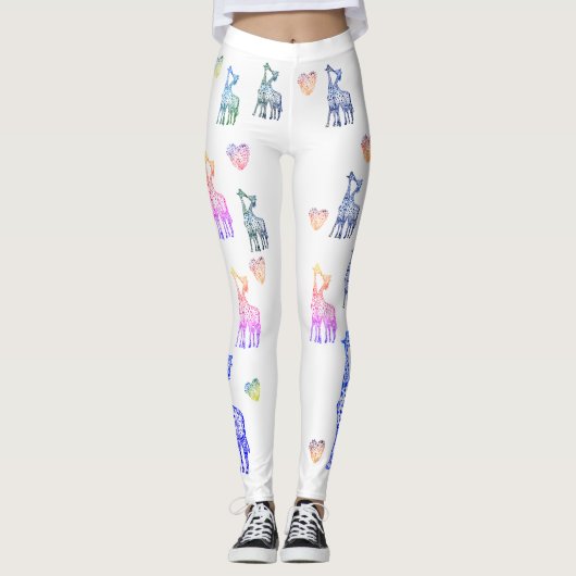 Valentijn Leggings, Giraffes Kus Leggings (Voorkant)