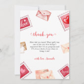 Valentijn Letter Stamp Sweetheart Baby shower Bedankkaart (Voorkant)