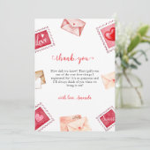 Valentijn Letter Stamp Sweetheart Baby shower Bedankkaart (Staand voorkant)