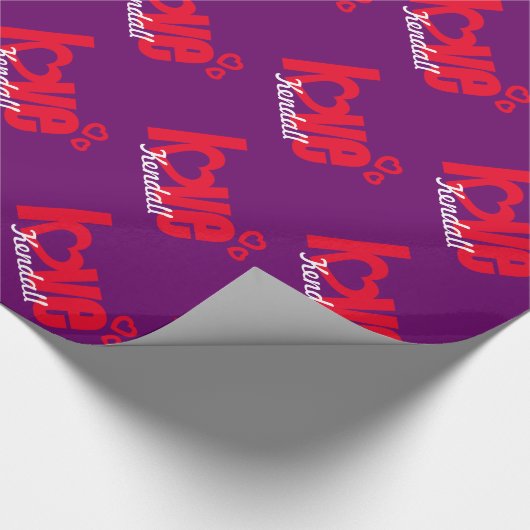 Valentijn liefde genaamd persoonlijke cadeauomslag cadeaupapier (Hoek)