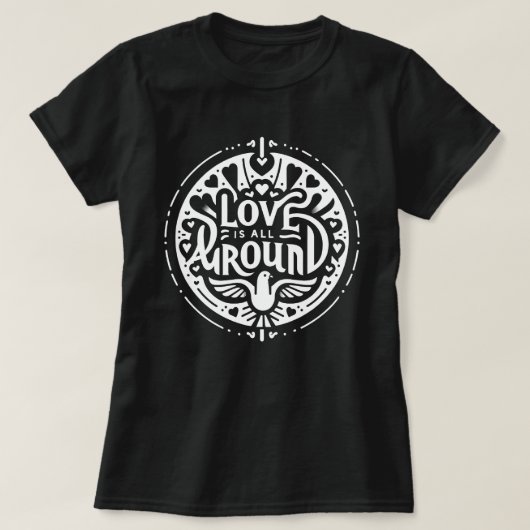  Valentijn Liefde is rondom duif - wit T-shirt (Design voorkant)