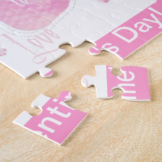 Valentijn liefde roze bloesems puzzel (personalise (Zijkant)