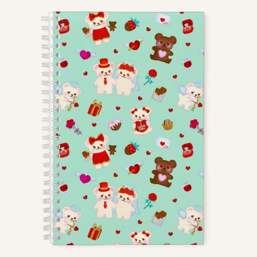 Valentijn liefde teddybeer pepermunt notitieboek (Voorkant)