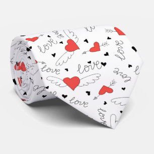 Valentijn liefdesvogel rood hart patroon stropdas