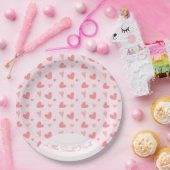 Valentijn Liefje Roze Perzik Harten Verjaardag Papieren Bordje (Feest)