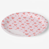 Valentijn Liefje Roze Perzik Harten Verjaardag Papieren Bordje (Gekanteld)