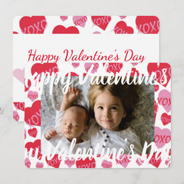Valentijn Liefjes Roze Rode XOXO Hartjes Notitiekaartje