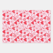 Valentijn lieve harten in roze set van 3 inpakpapier vel (Voorkant 3)