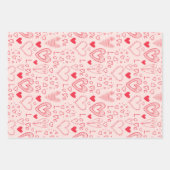 Valentijn lieve harten in roze set van 3 inpakpapier vel (Voorkant 2)