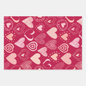Valentijn lieve harten in roze set van 3 inpakpapier vel (Voorkant)
