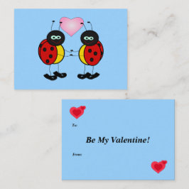 Valentijn Lieveheersbeestjes in Liefde Mini Kinder Notitiekaartje