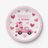 Valentijn Lieverd Roze eerste geboortedag Papieren Bordje (Voorkant)