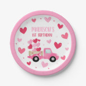 Valentijn Lieverd Roze eerste geboortedag Papieren Bordje (Voorkant)