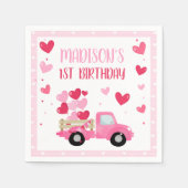 Valentijn Lieverd Roze eerste geboortedag Servet (Voorkant)