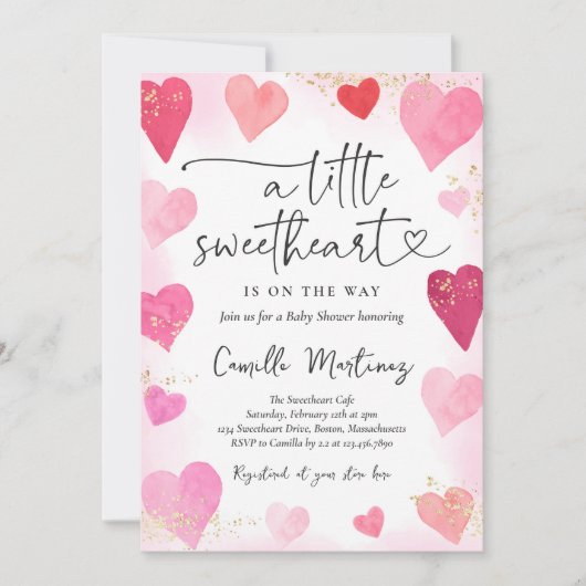 Valentijn Lieverd Roze rood hart Baby shower Kaart (Voorkant)