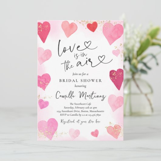 Valentijn Lieverd Roze rood hart Vrijgezellenfeest Kaart (Staand voorkant)