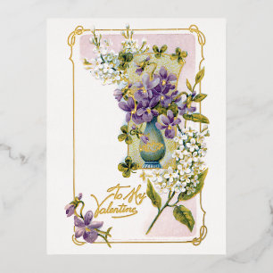 Valentijn Lilies en Violet Folie Feestdagen Briefkaart