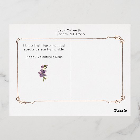  Valentijn Lilies en Violet Folie Feestdagen Briefkaart (Achterkant)