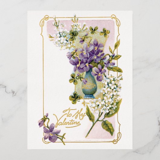 Valentijn Lilies en Violet Folie Feestdagen Briefkaart (Voorkant)