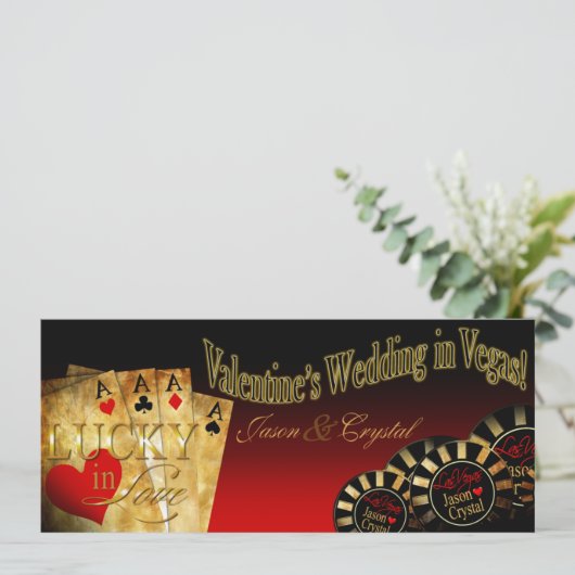 Valentijn LINEN Las Vegas Deluxe Jason Crystal Red Feestdagenkaart (Staand voorkant)