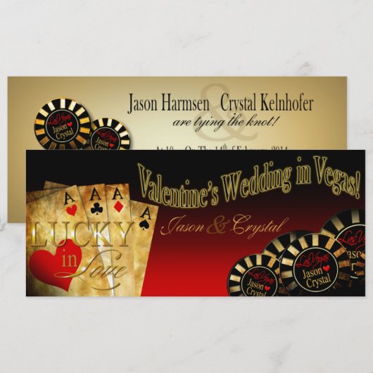 Valentijn LINEN Las Vegas Deluxe Jason Crystal Red Feestdagenkaart (Voorkant / Achterkant)