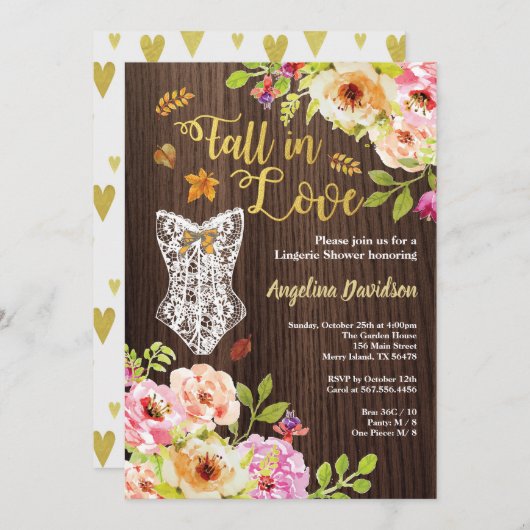 Valentijn lingerie feest uitnodiging. Rustiek Kaart (Voorkant / Achterkant)