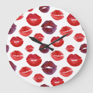 Valentijn lippenstift, Waterverf naadloze print. Grote Klok
