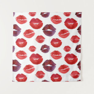 Valentijn lippenstift, Waterverf naadloze print. Wandkleed