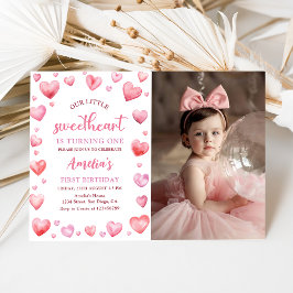Valentijn Little Sweetheart 1st Birthday Foto Kaart