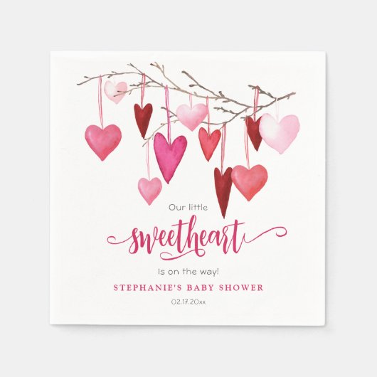 Valentijn Little Sweetheart Pink Heart Baby shower Servet (Voorkant)