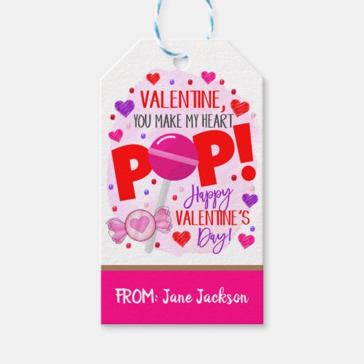 Valentijn Lollipop Cadeau Labels Cadeaulabel (Voorkant)