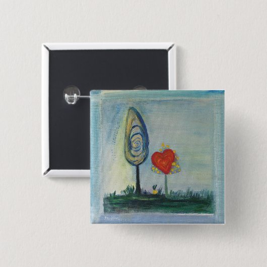 Valentijn, Love Badge Vierkante Button 5,1 Cm (Voorkant /achterkant)