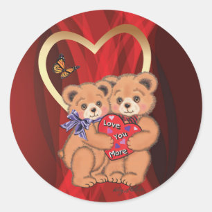 Valentijn Love Beren and Heart Ronde Sticker