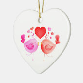 Valentijn love birds rood roze kunst ornament (Links)