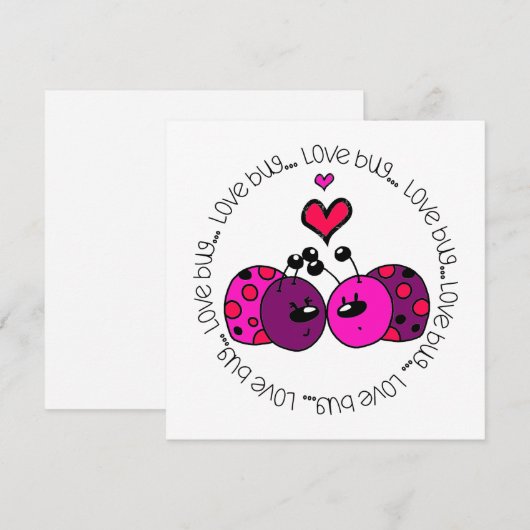 Valentijn Love Bug Feestdagenkaart (Voorkant / Achterkant)