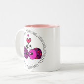 Valentijn Love Bug Tweekleurige Koffiemok (Voorkant links)